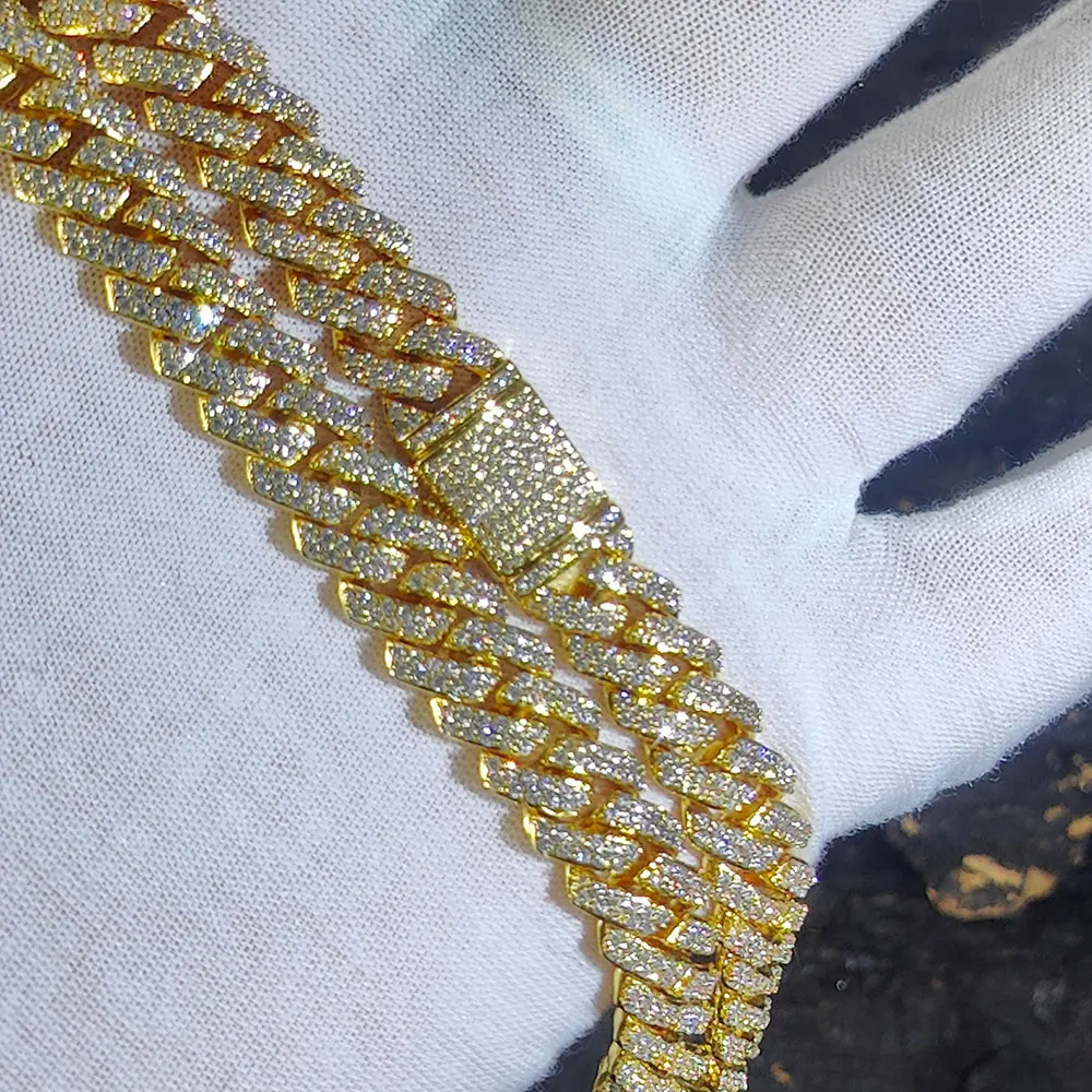 10mm CZ Stone Cuban Link Chain Silver Gold Plated Iced Out Miami Cuban Chain Necklace for Men Women