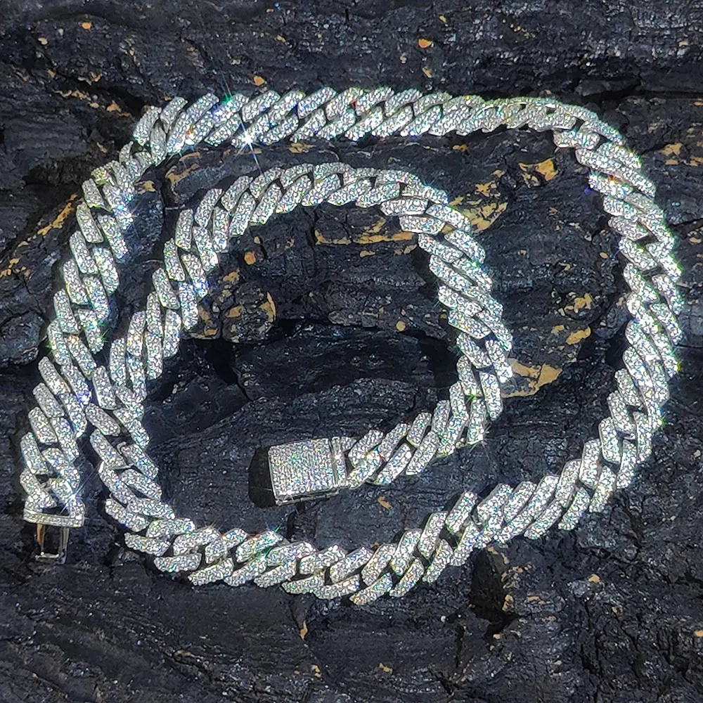 10mm CZ Stone Cuban Link Chain Silver Gold Plated Iced Out Miami Cuban Chain Necklace for Men Women