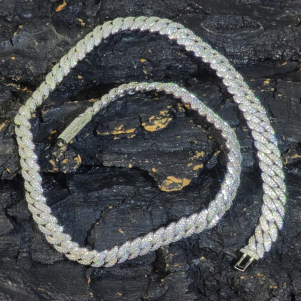 10mm CZ Stone Cuban Link Chain Silver Gold Plated Iced Out Miami Cuban Chain Necklace for Men Women