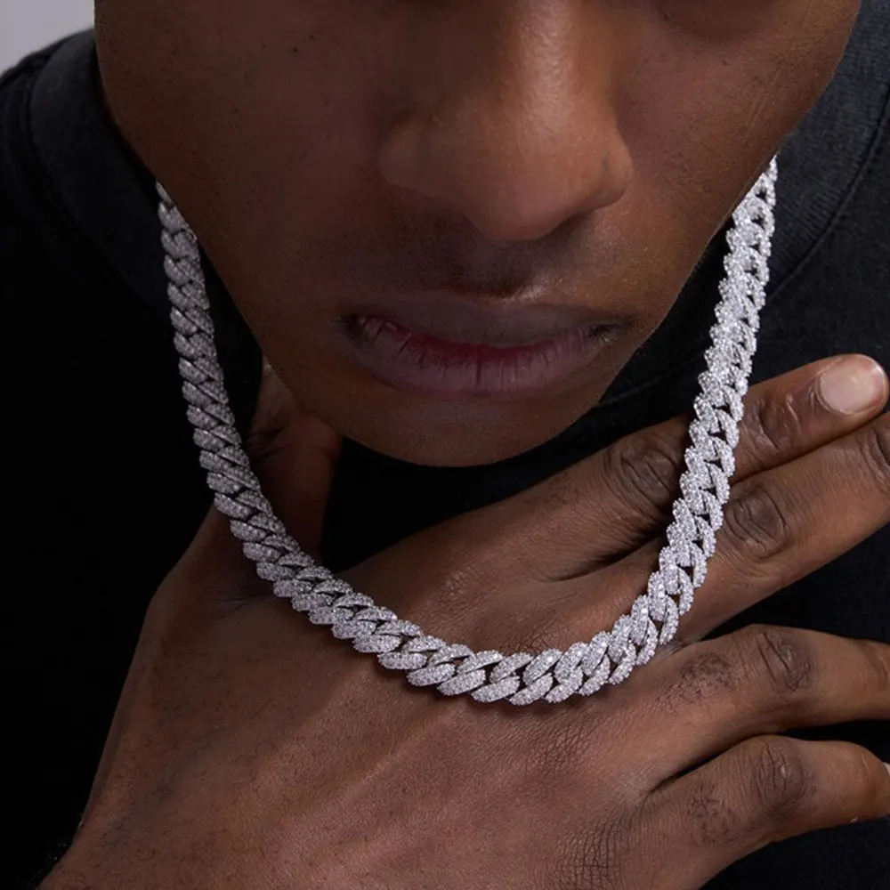 10mm CZ Stone Cuban Link Chain Silver Gold Plated Iced Out Miami Cuban Chain Necklace for Men Women