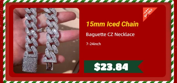 10mm CZ Stone Cuban Link Chain Silver Gold Plated Iced Out Miami Cuban Chain Necklace for Men Women