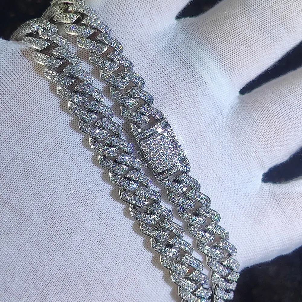 10mm CZ Stone Cuban Link Chain Silver Gold Plated Iced Out Miami Cuban Chain Necklace for Men Women