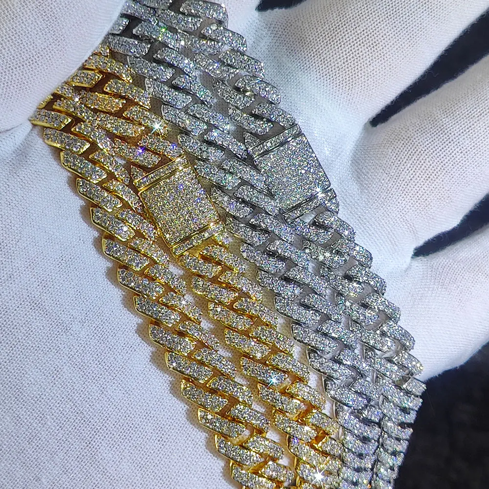 10mm CZ Stone Cuban Link Chain Silver Gold Plated Iced Out Miami Cuban Chain Necklace for Men Women