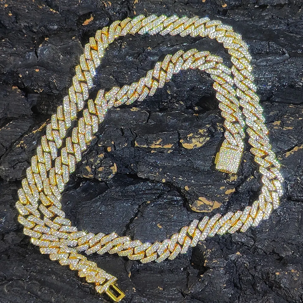 10mm CZ Stone Cuban Link Chain Silver Gold Plated Iced Out Miami Cuban Chain Necklace for Men Women