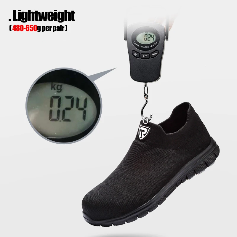 LARNMERN Womens Non-slip Work Safety Shoes for Men Breathable Boots Anti-Slip Slip-On Lightweight Steel Toe Shoe