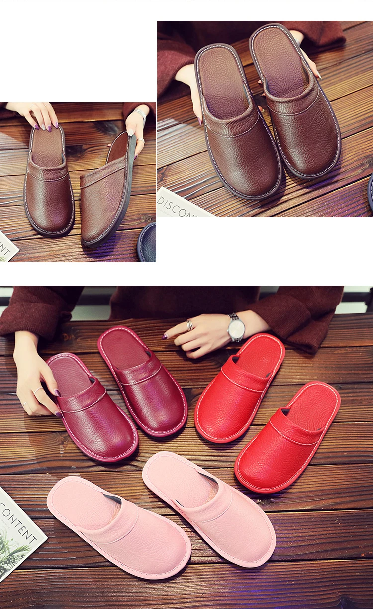 Autumn Winter Indoor Shoes 47 48 Men's Blue Bedroom Slippers Man Concise Slides Furry Mules Faux Leather Home Slipper Flip Fops
