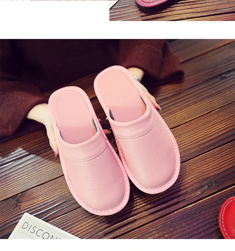 Autumn Winter Indoor Shoes 47 48 Men's Blue Bedroom Slippers Man Concise Slides Furry Mules Faux Leather Home Slipper Flip Fops