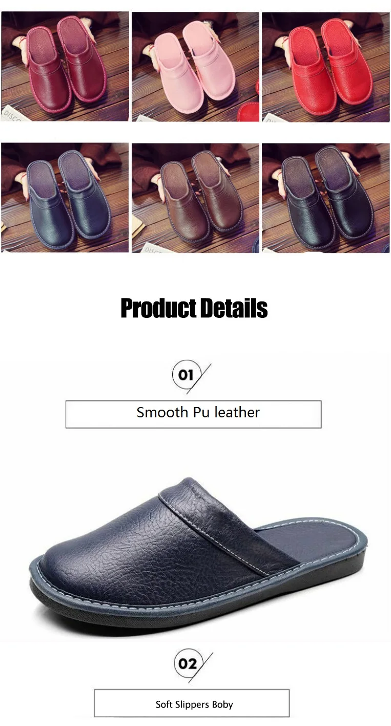 Autumn Winter Indoor Shoes 47 48 Men's Blue Bedroom Slippers Man Concise Slides Furry Mules Faux Leather Home Slipper Flip Fops