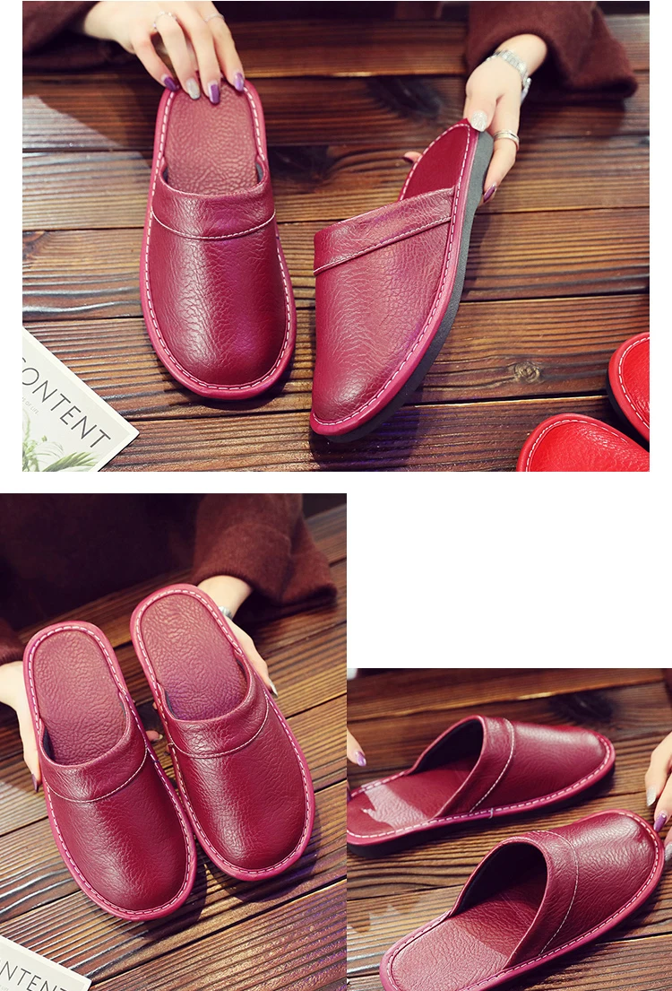 Autumn Winter Indoor Shoes 47 48 Men's Blue Bedroom Slippers Man Concise Slides Furry Mules Faux Leather Home Slipper Flip Fops