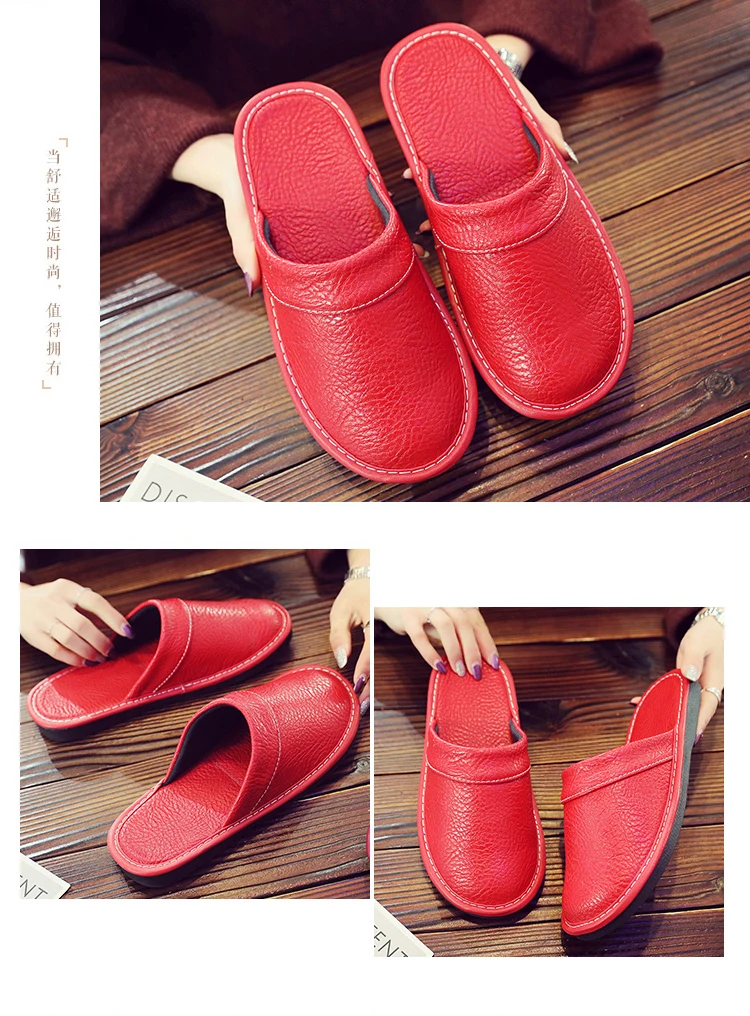 Autumn Winter Indoor Shoes 47 48 Men's Blue Bedroom Slippers Man Concise Slides Furry Mules Faux Leather Home Slipper Flip Fops