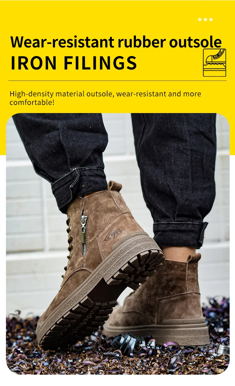 Genuine Leather Work Safety Boots For Men Anti Scald  Wear-resistant Work Shoes Puncture-Proof Safety Shoes Men Winter Boots