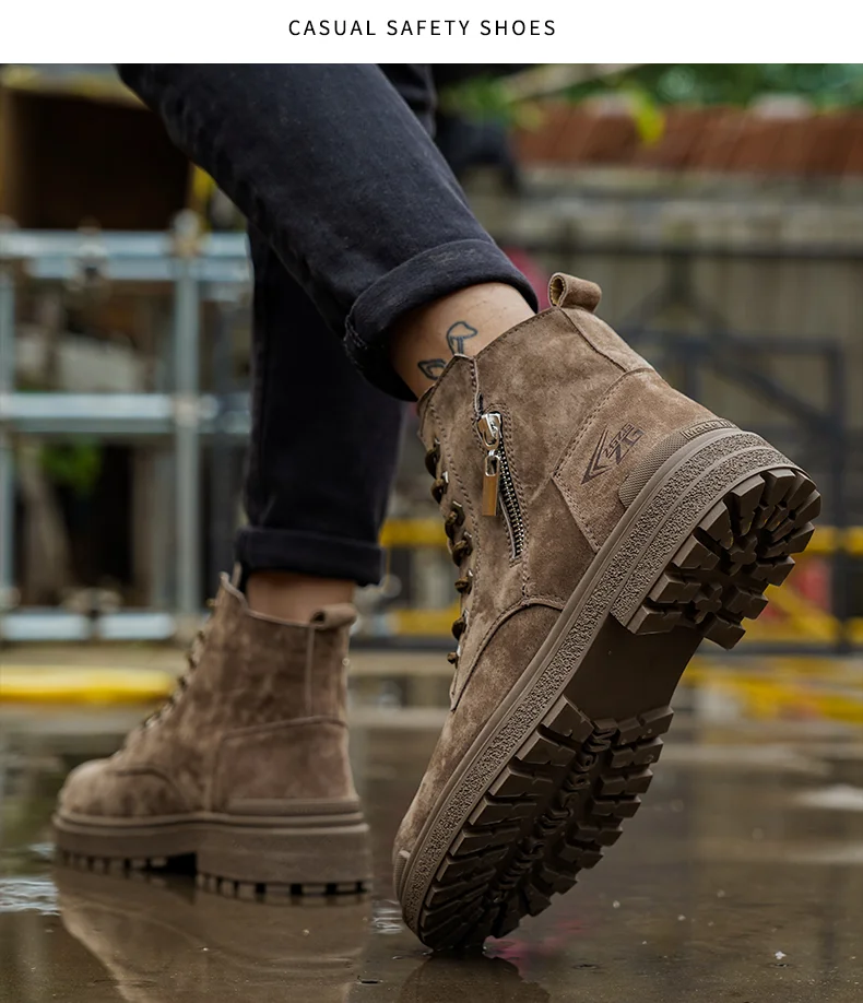 Genuine Leather Work Safety Boots For Men Anti Scald  Wear-resistant Work Shoes Puncture-Proof Safety Shoes Men Winter Boots