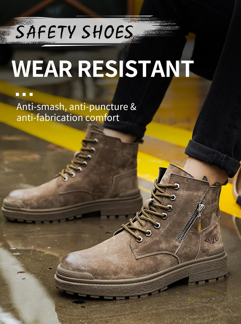 Genuine Leather Work Safety Boots For Men Anti Scald  Wear-resistant Work Shoes Puncture-Proof Safety Shoes Men Winter Boots