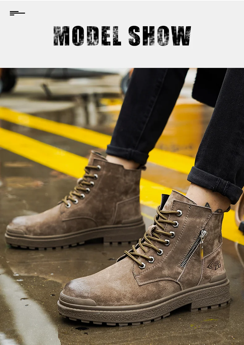 Genuine Leather Work Safety Boots For Men Anti Scald  Wear-resistant Work Shoes Puncture-Proof Safety Shoes Men Winter Boots