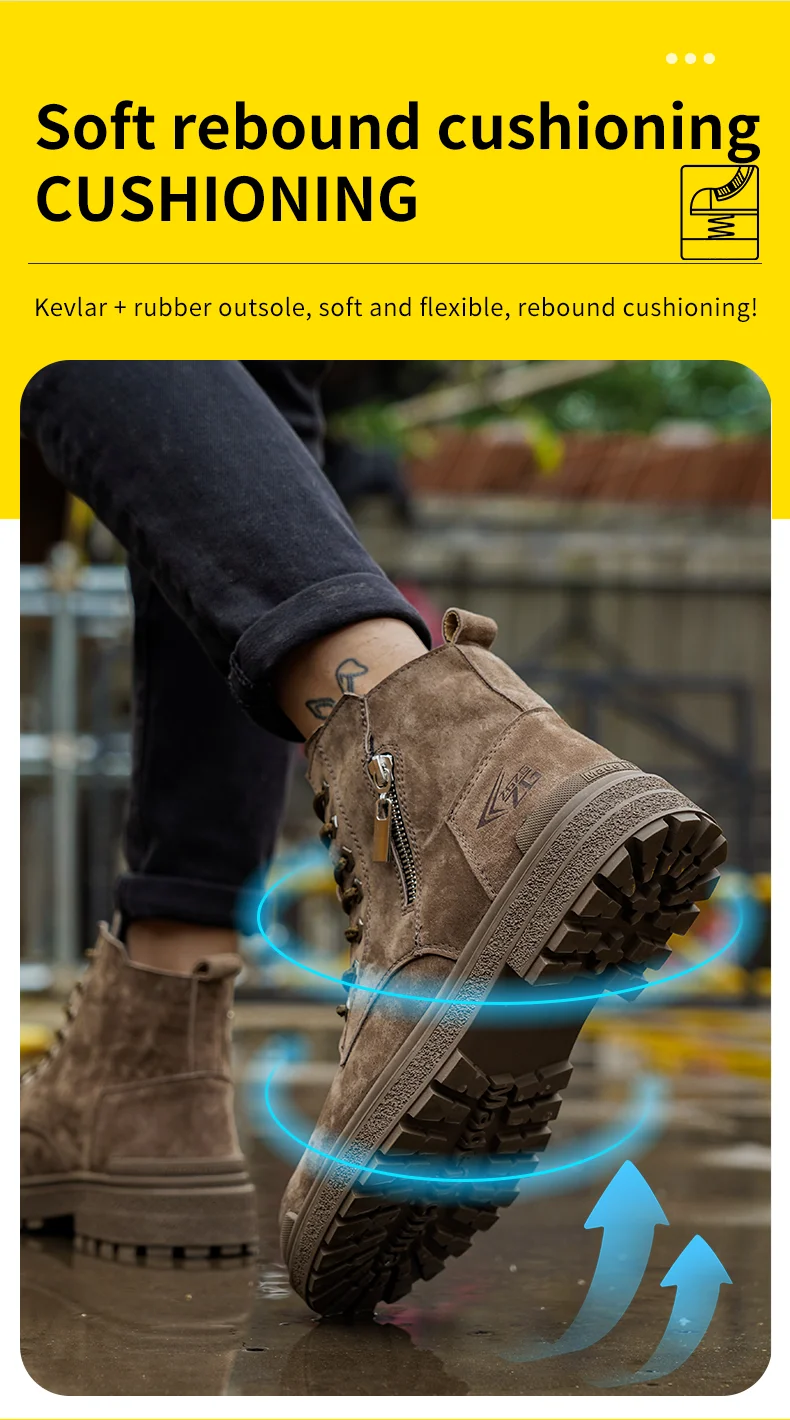 Genuine Leather Work Safety Boots For Men Anti Scald  Wear-resistant Work Shoes Puncture-Proof Safety Shoes Men Winter Boots