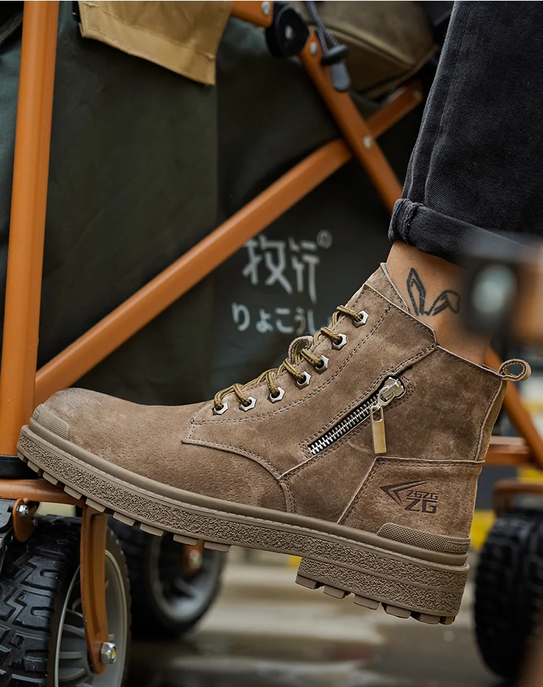 Genuine Leather Work Safety Boots For Men Anti Scald  Wear-resistant Work Shoes Puncture-Proof Safety Shoes Men Winter Boots