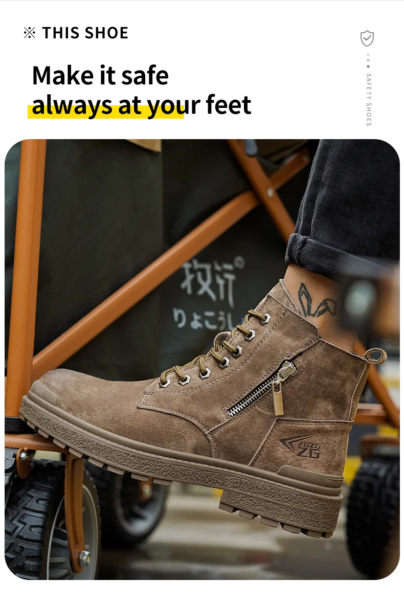 Genuine Leather Work Safety Boots For Men Anti Scald  Wear-resistant Work Shoes Puncture-Proof Safety Shoes Men Winter Boots