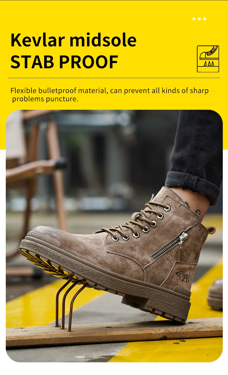 Genuine Leather Work Safety Boots For Men Anti Scald  Wear-resistant Work Shoes Puncture-Proof Safety Shoes Men Winter Boots