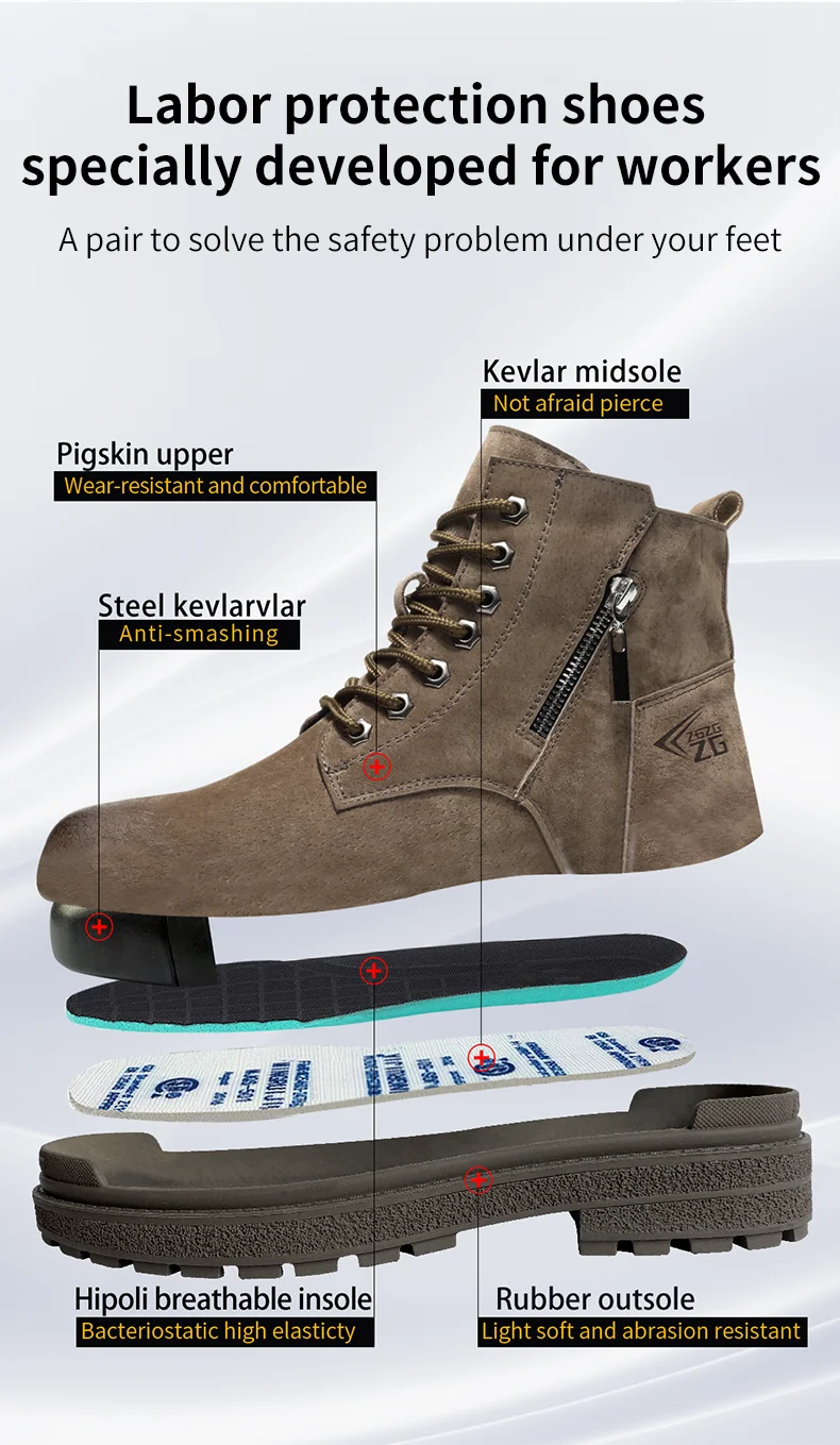 Genuine Leather Work Safety Boots For Men Anti Scald  Wear-resistant Work Shoes Puncture-Proof Safety Shoes Men Winter Boots
