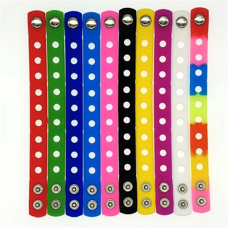 20pcs/lot Mix Style Random Silicone Bracelet Wristband 18cm Fit Shoe Charms Shoe Buckle Wristband Rubber Wrist Strap