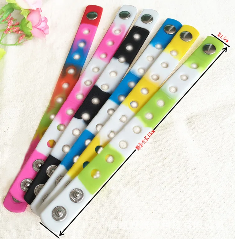 20pcs/lot Mix Style Random Silicone Bracelet Wristband 18cm Fit Shoe Charms Shoe Buckle Wristband Rubber Wrist Strap