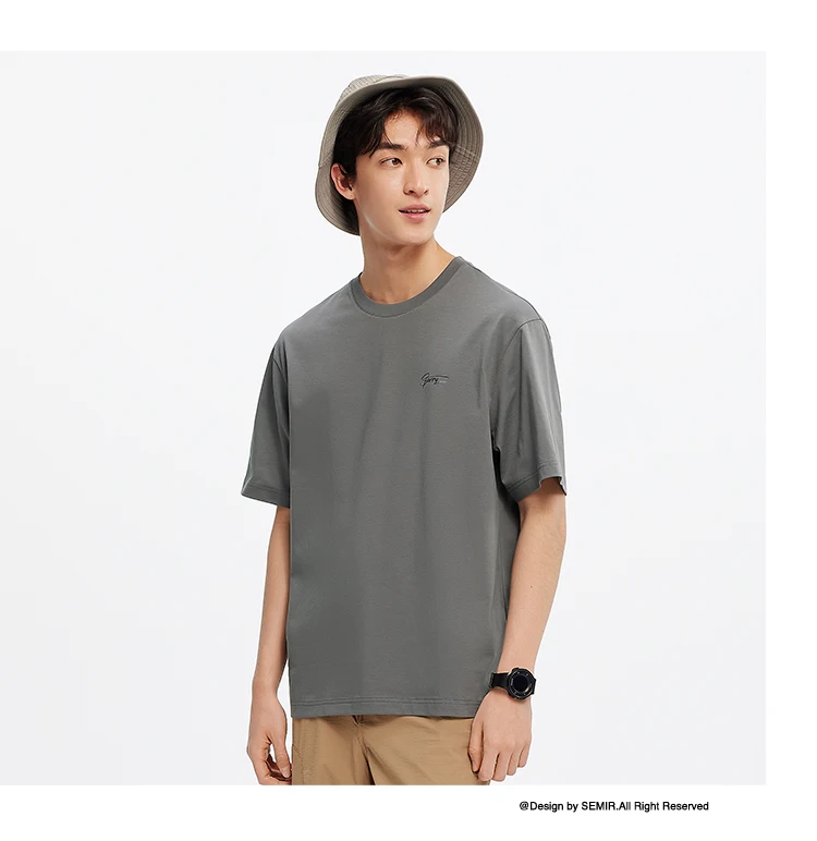 Semir Short Sleeve T-Shirt Men Round Neck Pure Cotton 2025 New Summer Style Top Versatile Fashionable Commuting Breathable