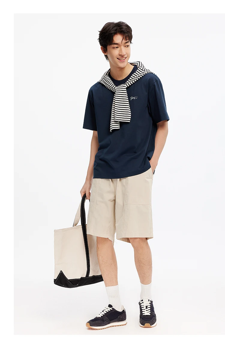 Semir Short Sleeve T-Shirt Men Round Neck Pure Cotton 2025 New Summer Style Top Versatile Fashionable Commuting Breathable