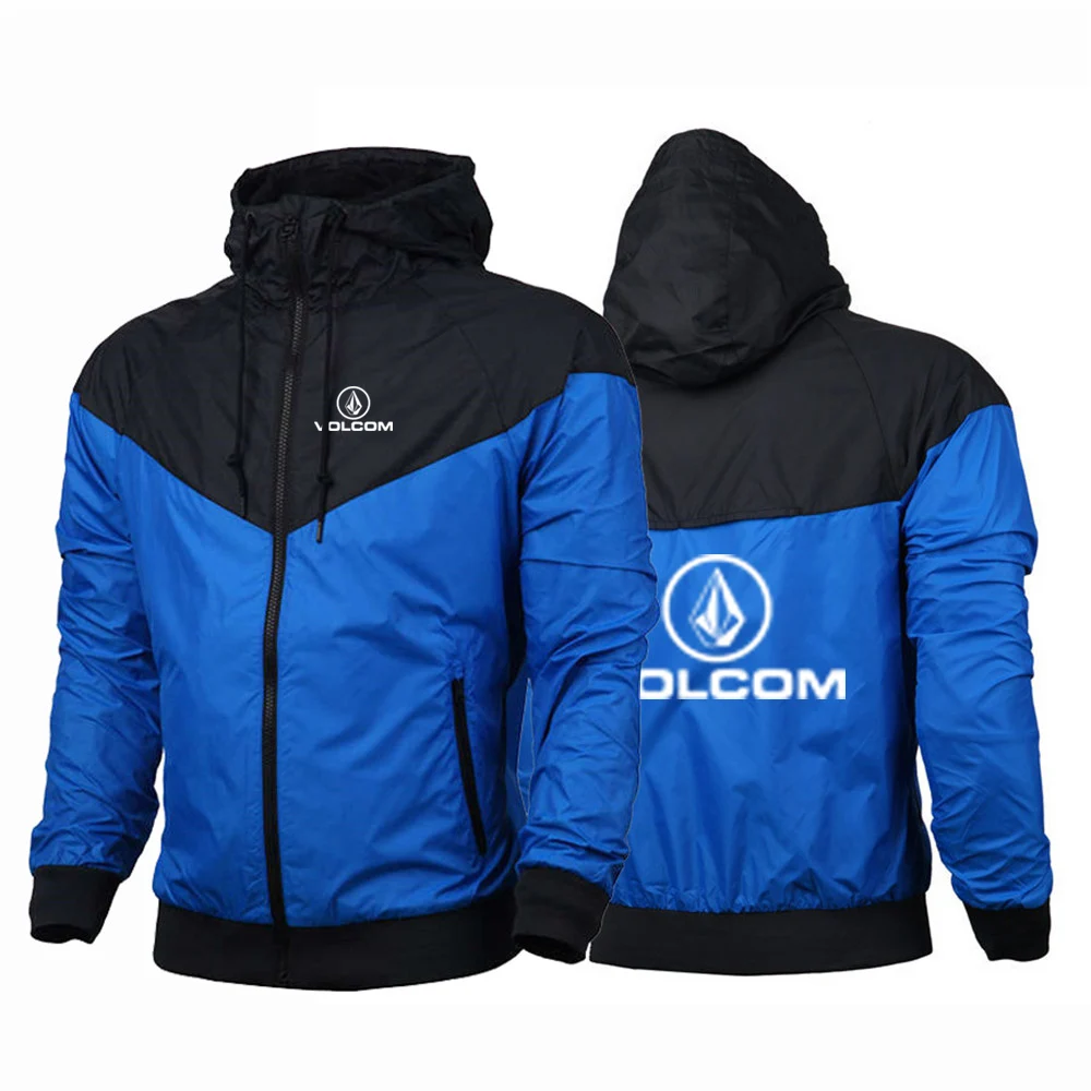 Spring and Autumn VOLCOM Printing 2025 Men's Thin Windproof Casual Hooded Color Matching Fashion Five-Color Windbreaker Coat