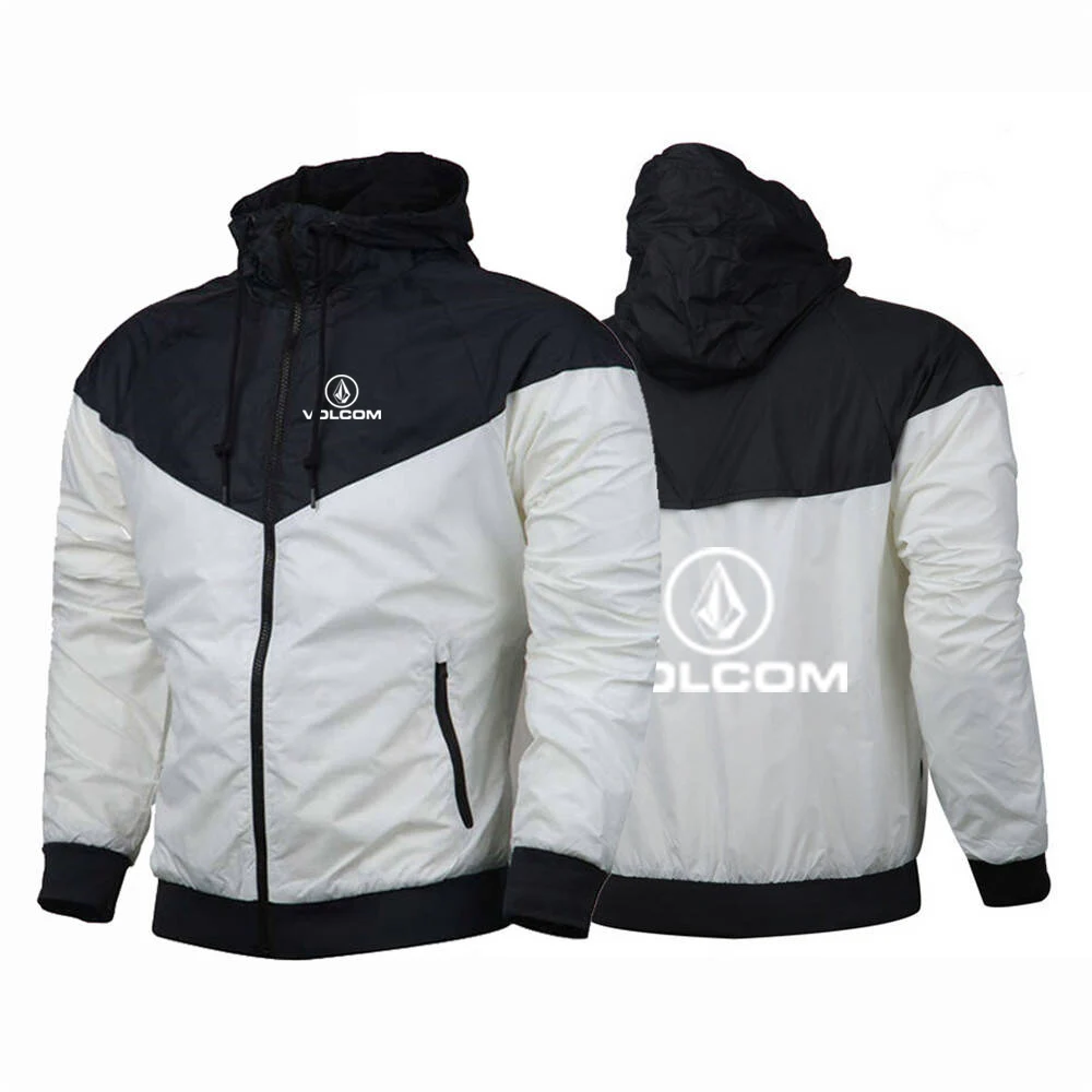 Spring and Autumn VOLCOM Printing 2025 Men's Thin Windproof Casual Hooded Color Matching Fashion Five-Color Windbreaker Coat