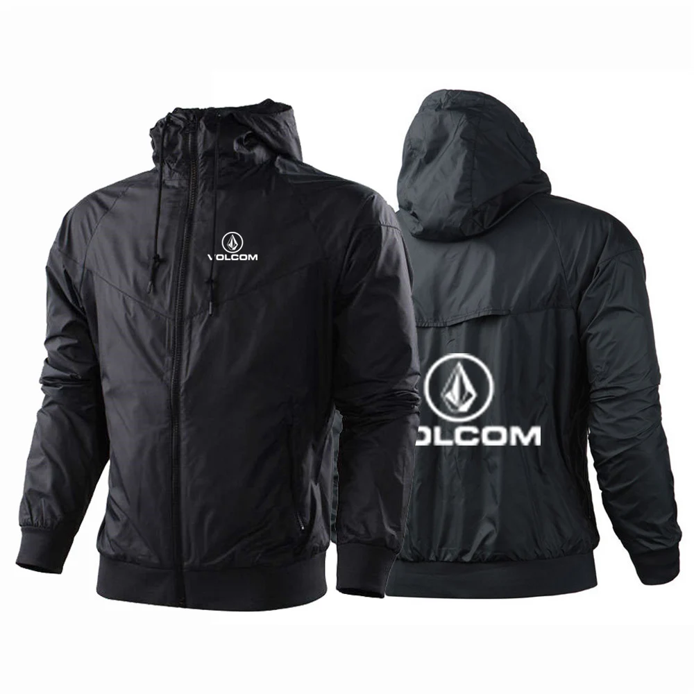 Spring and Autumn VOLCOM Printing 2025 Men's Thin Windproof Casual Hooded Color Matching Fashion Five-Color Windbreaker Coat