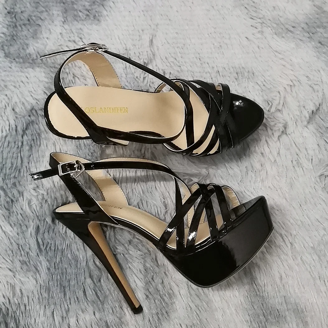 LOSLANDIFEN 2026 NEW 14CM Platform High Heels Sandals Sexy Ankle Strap Open Toe Gladiator Party Dress Women Shoes Plus Size 44