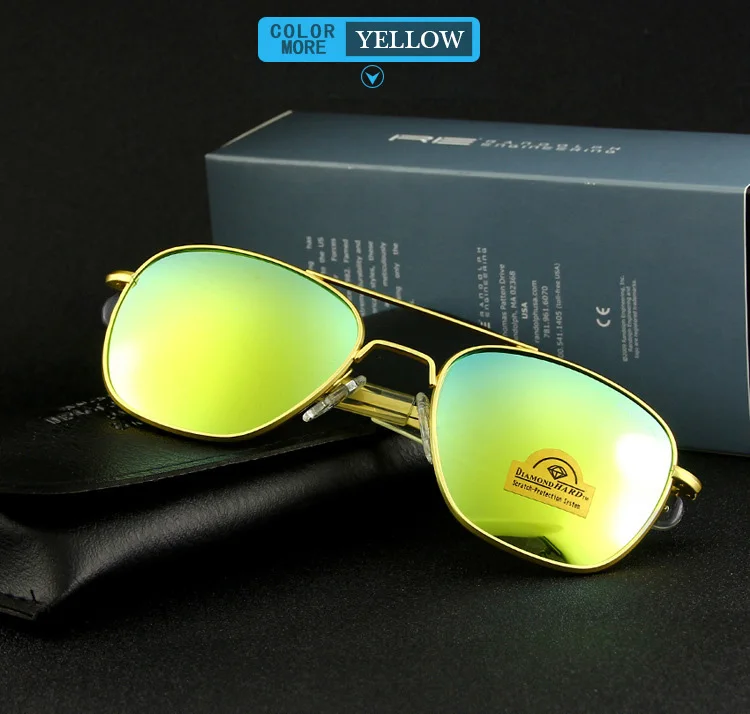 RE Sunglasses Man American Army Military Aviation Pilot Sun Glasses Glass Lens Woman Luxury Brand Vintage Metal Titanium Frame