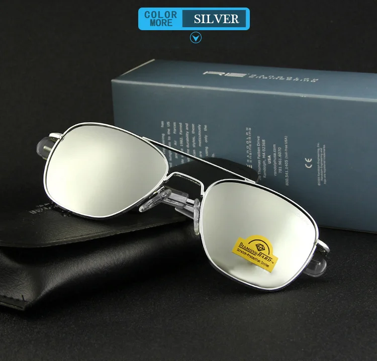 RE Sunglasses Man American Army Military Aviation Pilot Sun Glasses Glass Lens Woman Luxury Brand Vintage Metal Titanium Frame