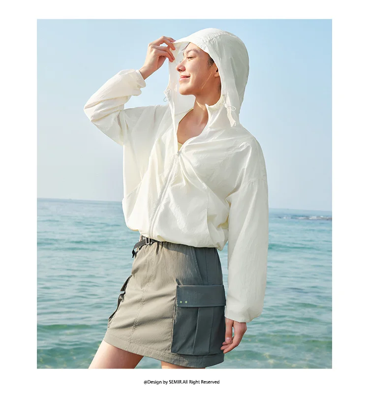 Semir Jacket Women Loose Slimming Summer 2025 New Cool Feeling Hooded Sun Protection Coat for Casual Style