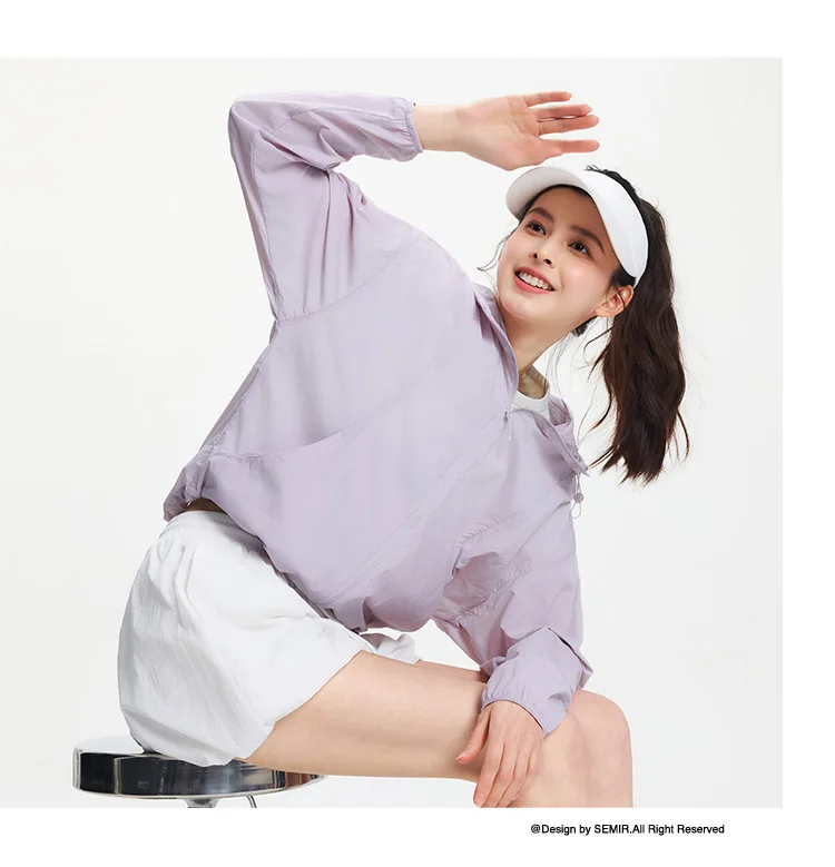 Semir Jacket Women Loose Slimming Summer 2025 New Cool Feeling Hooded Sun Protection Coat for Casual Style