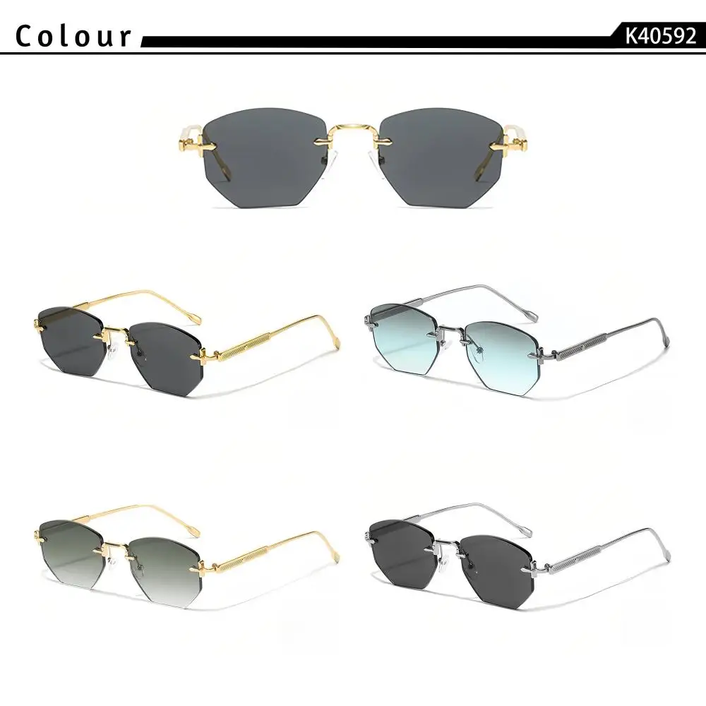 CATERSIDE Men's Fashion Retro Frameless Sunglasses Polygon Rimless Y2K Sun Glasses Women Travel Party Business Eyewear UV400