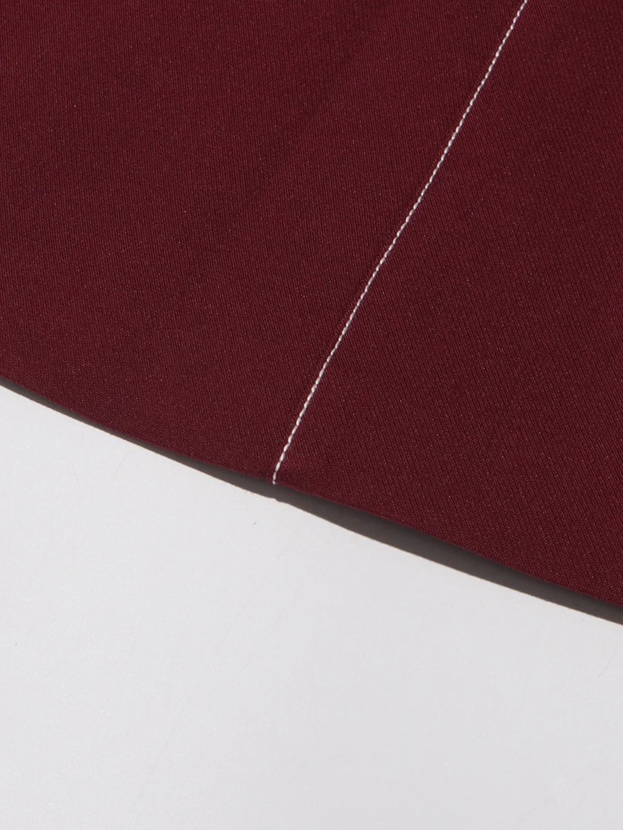 TWOTWINSTYLE Burgundy Two Piece Set For Women Notched Collar Long Sleeve Top High Waist Straight Pant Temperament Sets Female