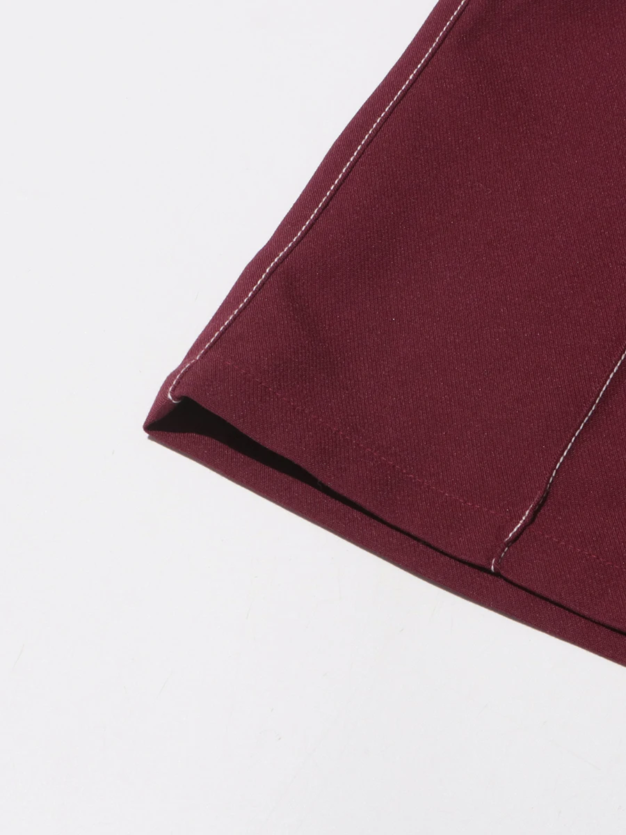TWOTWINSTYLE Burgundy Two Piece Set For Women Notched Collar Long Sleeve Top High Waist Straight Pant Temperament Sets Female