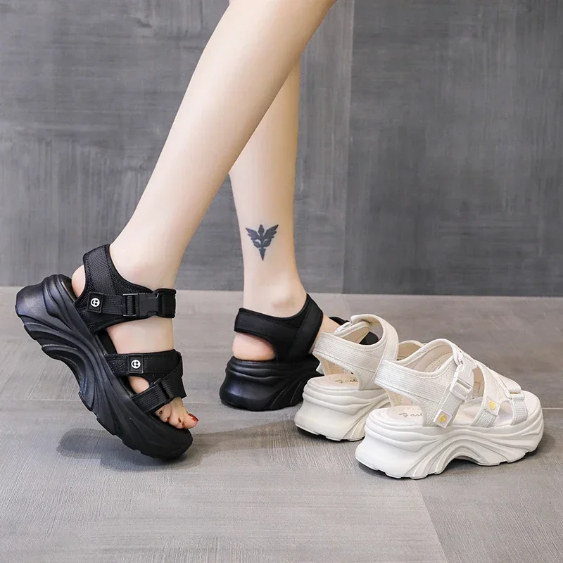 Summer Thick-soled Elevated Beach Casual Sneakers, Fashionable, Breathable and Comfortable Women's Sandals Zapatos Mujer