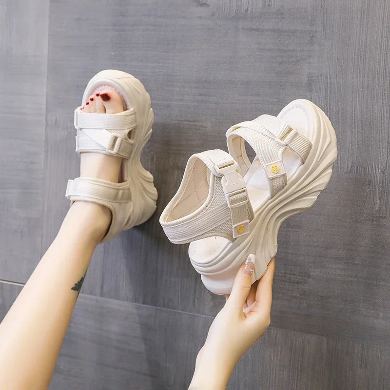 Summer Thick-soled Elevated Beach Casual Sneakers, Fashionable, Breathable and Comfortable Women's Sandals Zapatos Mujer