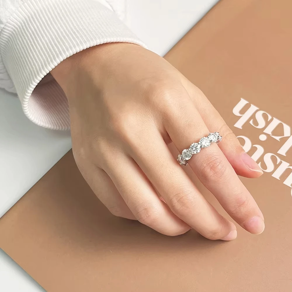 2/3/5mm Moissanite Ring for Women Full Eternity Wedding Band 925 Silver Certified Lab Diamond Engagement Rings Classic Jewelry