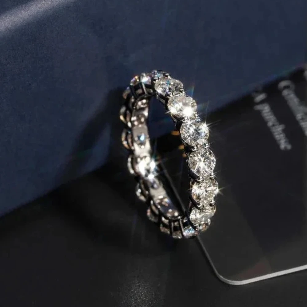 2/3/5mm Moissanite Ring for Women Full Eternity Wedding Band 925 Silver Certified Lab Diamond Engagement Rings Classic Jewelry