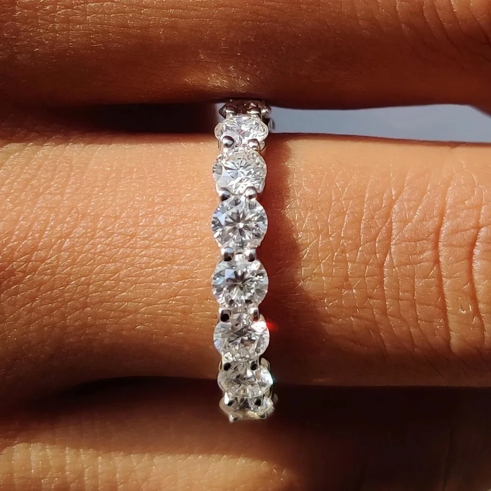 2/3/5mm Moissanite Ring for Women Full Eternity Wedding Band 925 Silver Certified Lab Diamond Engagement Rings Classic Jewelry