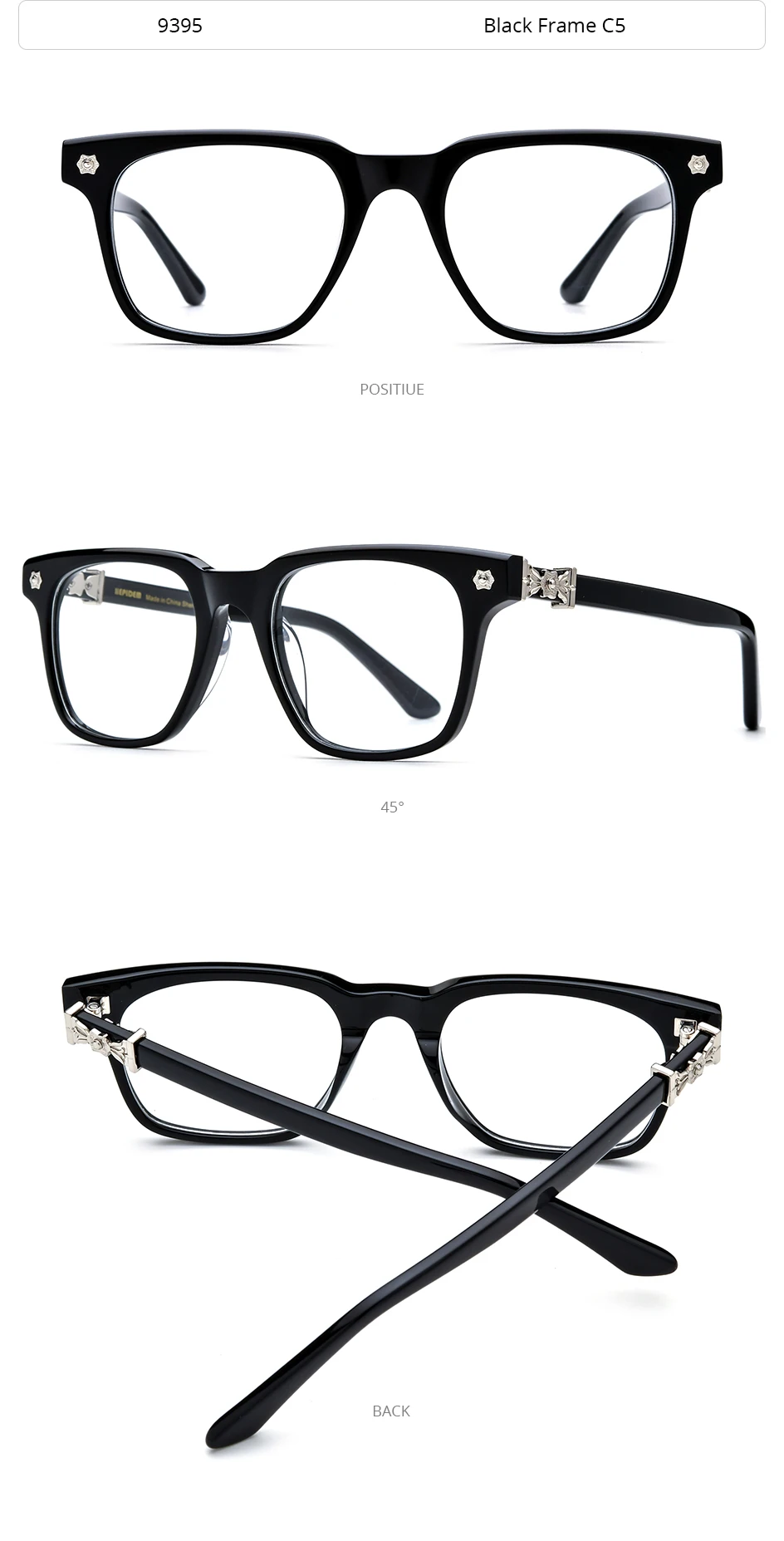 FONEX HEPIDEM Acetate Eyeglasses Frame Men Retro Chrome Glasses Women Brand Designer Square Japanese Handmade Spectacles CH 9395