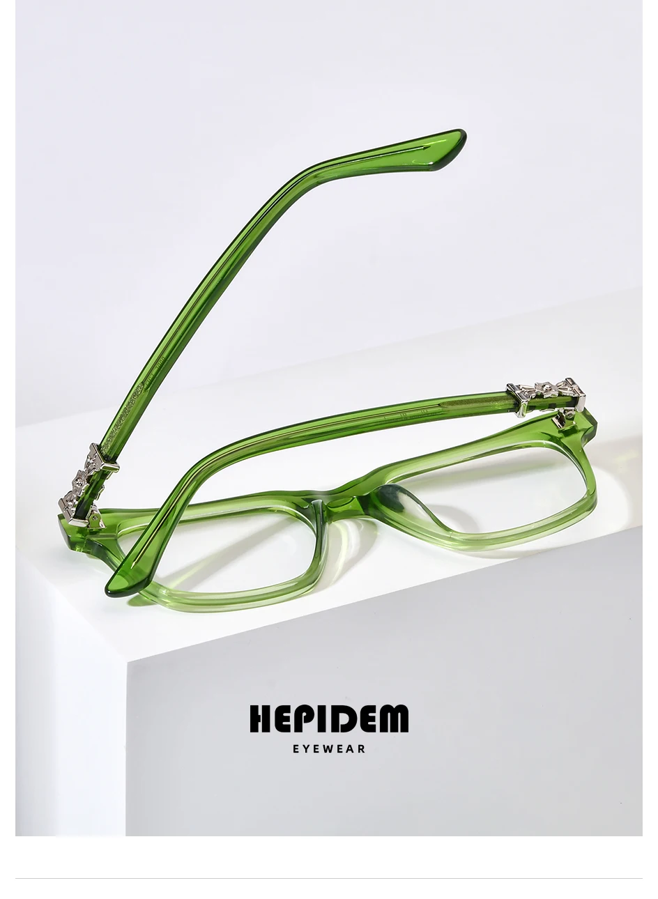 FONEX HEPIDEM Acetate Eyeglasses Frame Men Retro Chrome Glasses Women Brand Designer Square Japanese Handmade Spectacles CH 9395