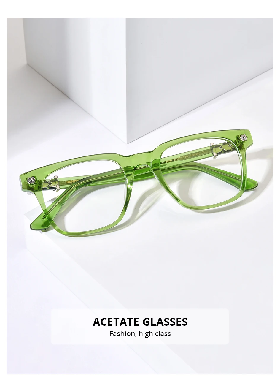 FONEX HEPIDEM Acetate Eyeglasses Frame Men Retro Chrome Glasses Women Brand Designer Square Japanese Handmade Spectacles CH 9395