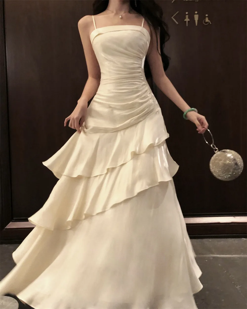 Elegant Women French Spaghetti Strap New Long Dresses Female Slim Chic Party Prom Robe Fashion One Piece Clothing Spring Summer