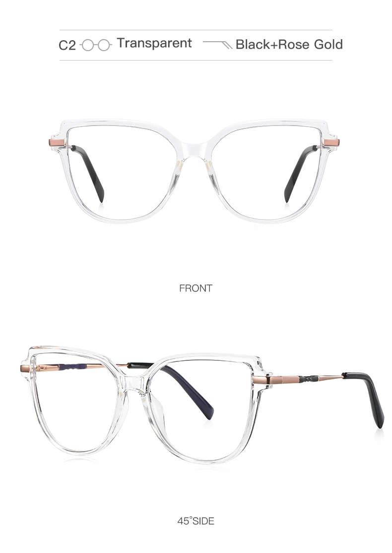 VICKY Stylish Large Frame Simple Geometric Design Anti-blue Light Reading Glasses Customized Prescription Available PFD2210
