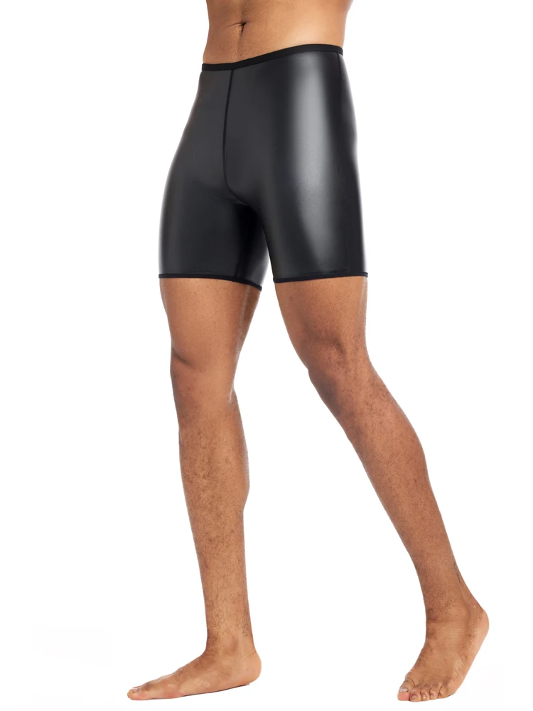 PU Leather Shorts Elastic Waist Rave Short Pants New Men Shorts Pants Male Solid Color Leather Trousers Fitness Streetwear S-4XL