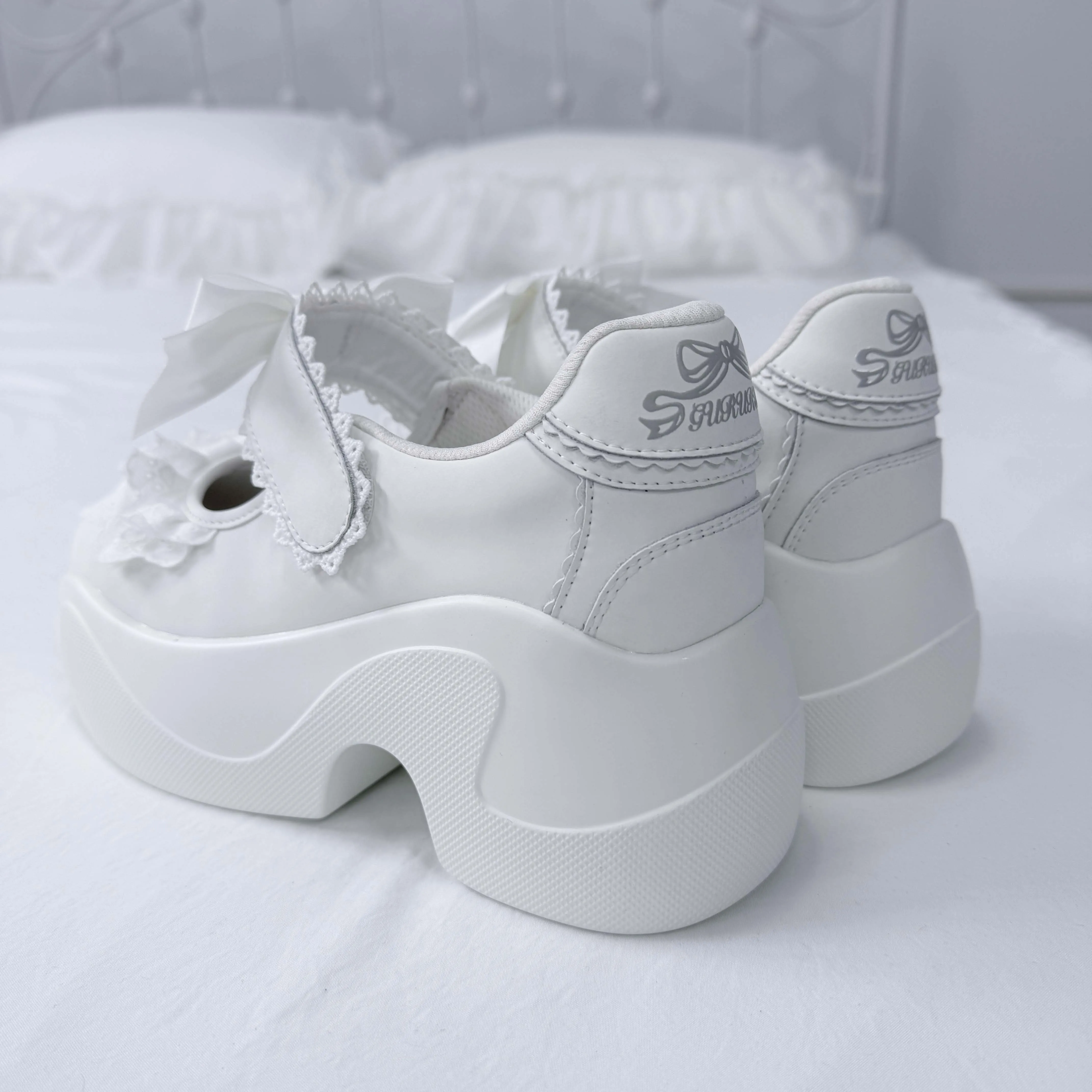 Spring Rilei Gururu Original Sweet Girl Single Shoes Shallow Mouth Spring/summer Lolita Girl Lace Bow Sports Shoes